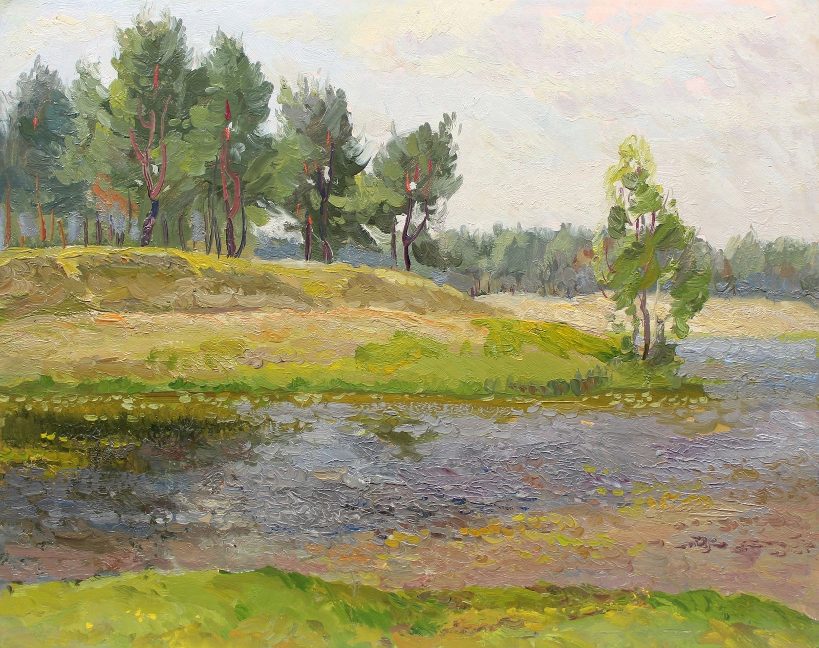Mynka Olexandr (Ukrainian artist), "Pines", oil on cardboard: Title: Mynka Olexandr (Ukrainian artist), "Pines", oil on cardboard Description: ARTIST: Mynka Olexandr Fedorovich, Ukrainian artist TITLE: "Pines" SIZE: 40 x 50 cm, (15 3/4 x 19 3/4 in.) MEDIUM: oil 