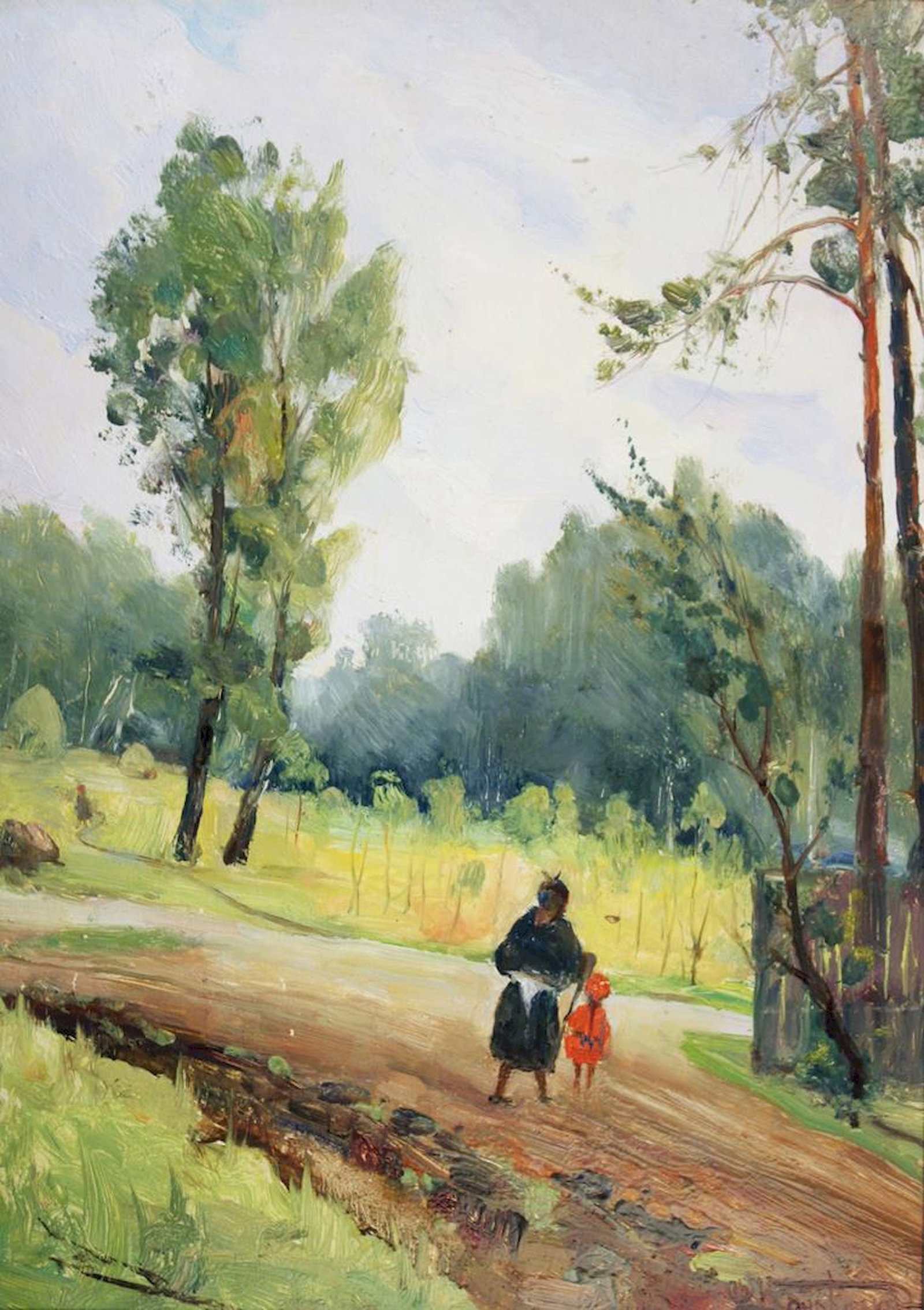 Konovalyuk Fedir (Ukrainian artist), "Outside the village", oil on cardboard: Title: Konovalyuk Fedir (Ukrainian artist), "Outside the village", oil on cardboard Description: ARTIST: Konovalyuk Fedir Zotikovich, Ukrainian artist TITLE: "Outside the village" SIZE: 43 x 28 cm,