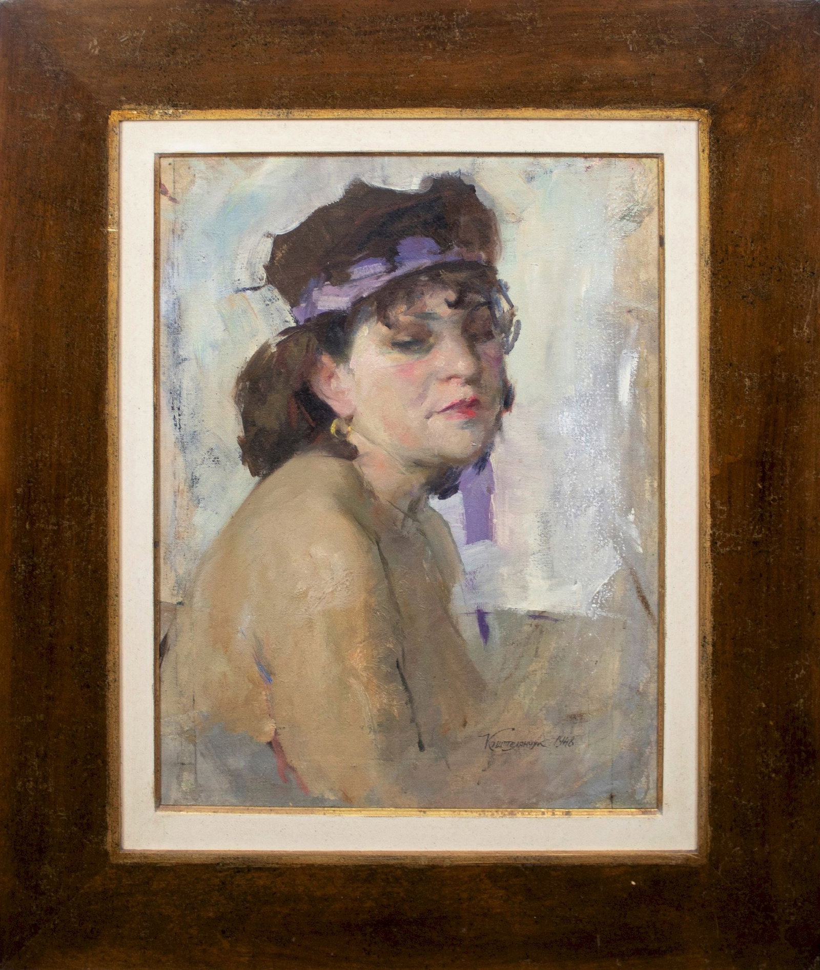 Koshtelanchuk Leonty (Ukrainian artist), "Portrait of a woman", oil on canvas on cardboard: Title: Koshtelanchuk Leonty (Ukrainian artist), "Portrait of a woman", oil on canvas on cardboard Description: ARTIST: Koshtelanchuk Leonty Pylypovich, Ukrainian artist TITLE: "Portrait of a woman" SI