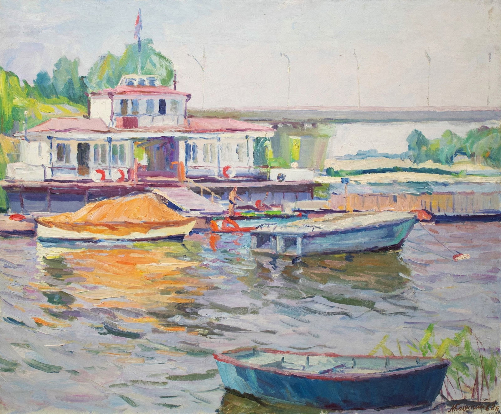 Balyasniy Mykhaylo (Ukrainian artist), "Berth", oil on canvas: Title: Balyasniy Mykhaylo (Ukrainian artist), "Berth", oil on canvas Description: ARTIST: Balyasniy Mykhaylo Matviyovich, Ukrainian artist TITLE: "Berth" SIZE: 71 x 85 cm, (28 x 33 2/4 in.) MEDIUM: oi