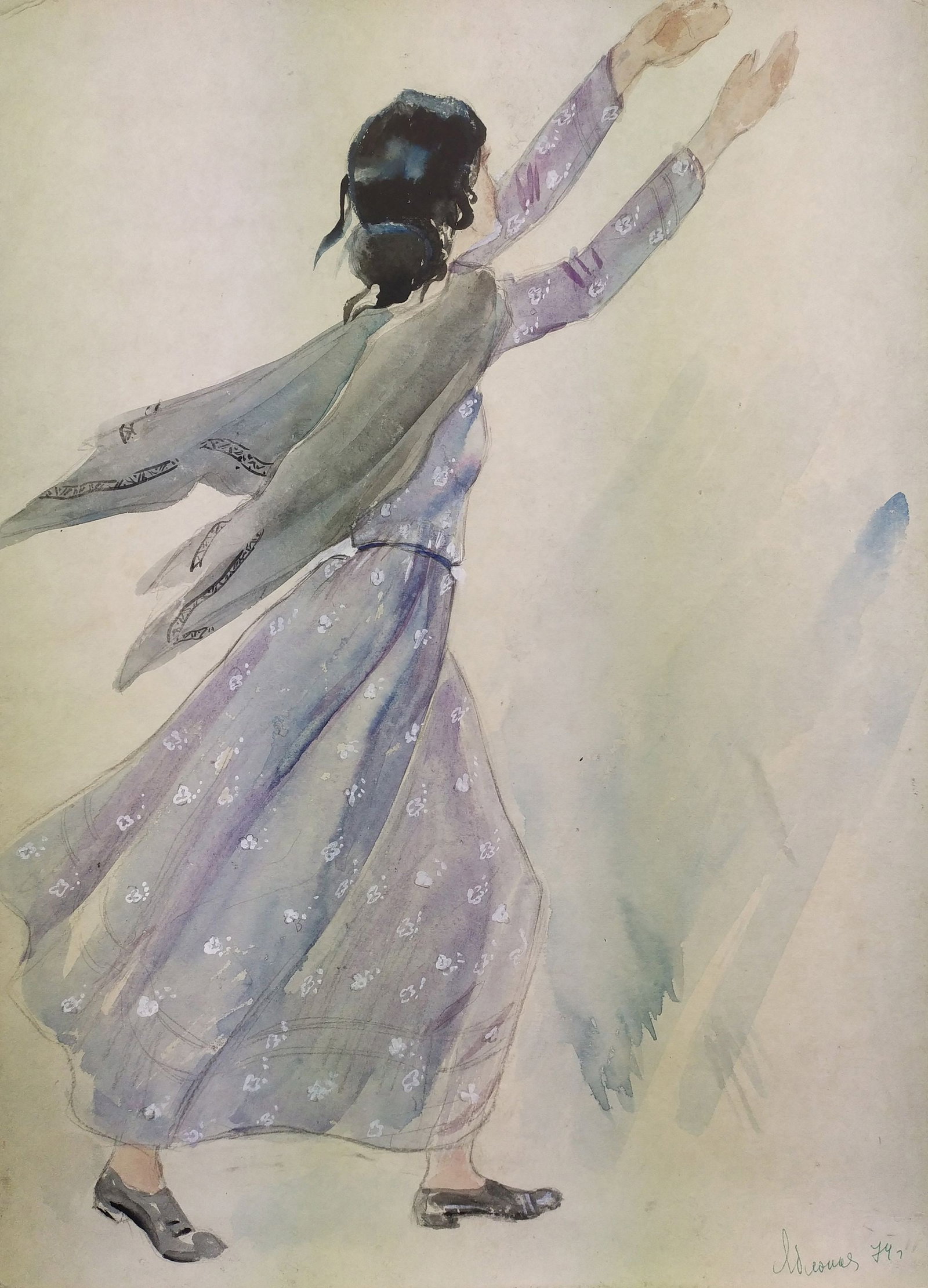 Yablonska Olena (Ukrainian artist), "Come back", watercolor on cardboard (1 of 4)