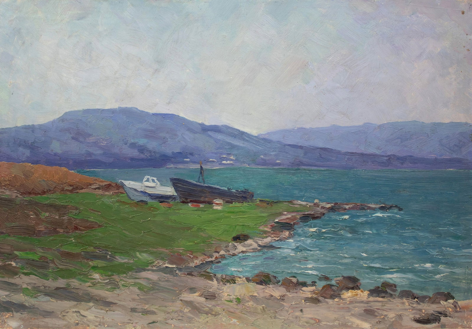 Netrebenko Olexandr (Ukrainian artist), "Lake Kesey. Khabarovsk region", oil on cardboard: Title: Netrebenko Olexandr (Ukrainian artist), "Lake Kesey. Khabarovsk region", oil on cardboard Description: ARTIST: Netrebenko Olexandr Mykolayovich, Ukrainian artist TITLE: "Lake Kesey. Khabarovsk 