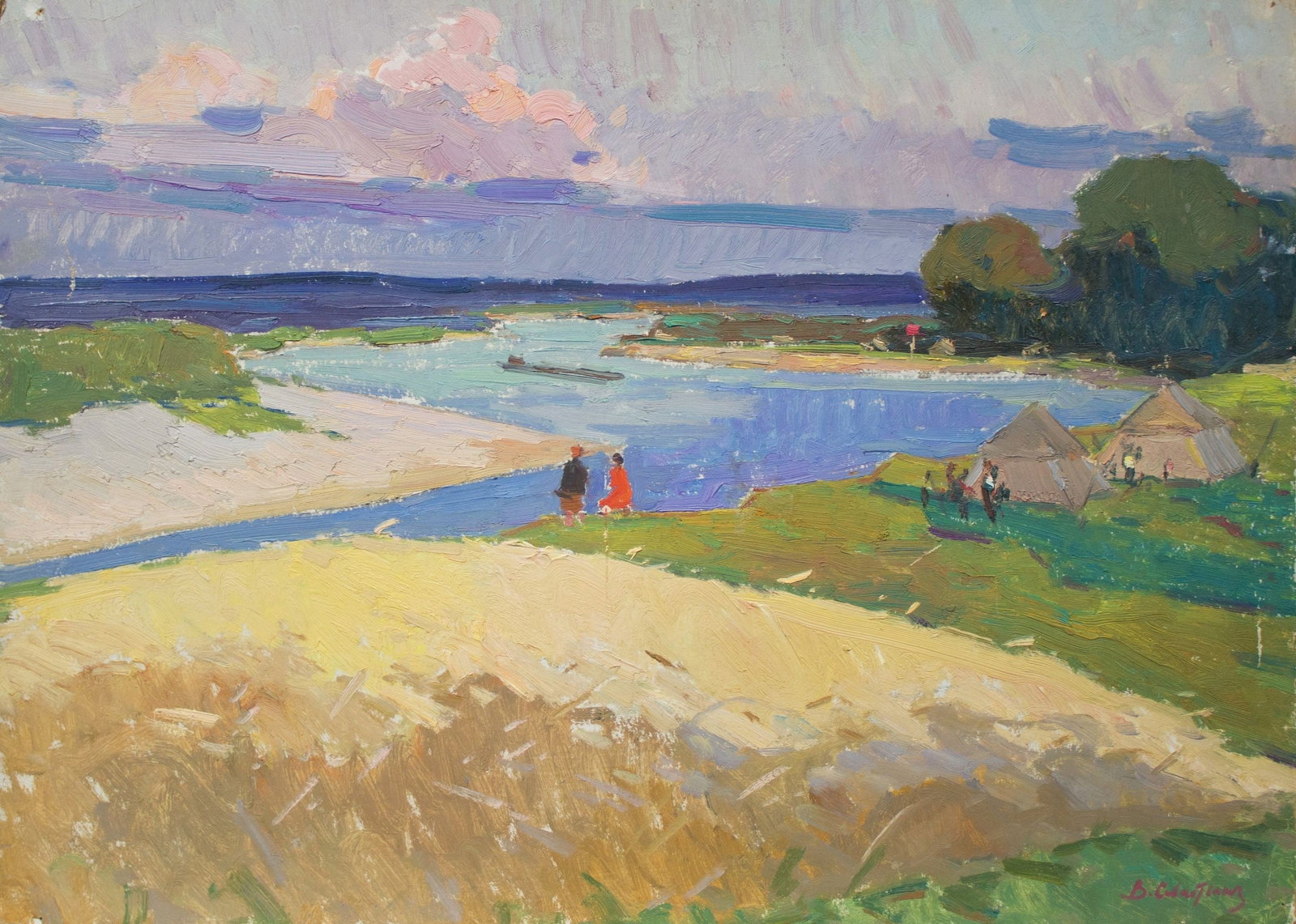 Sevastyanov Victor (Ukrainian artist), "On vacation", oil on cardboard: Title: Sevastyanov Victor (Ukrainian artist), "On vacation", oil on cardboard Description: ARTIST: Sevastyanov Victor Grigorovich, Ukrainian artist TITLE: "On vacation" SIZE: 50 x 70 cm, (19 3/4 x 27