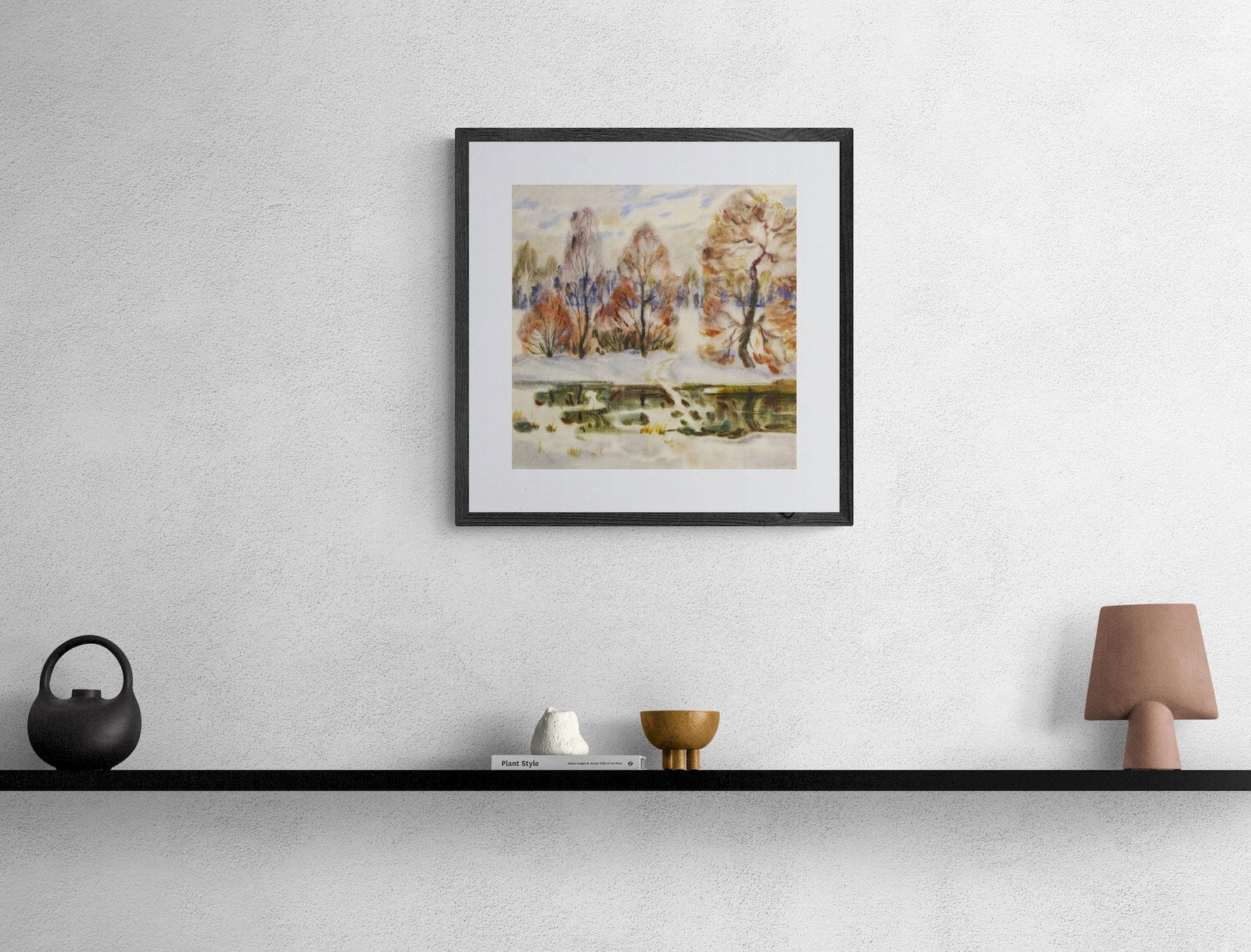 Unidentified (Ukrainian artist), "Winter landscape", sanguine on paper - 2
