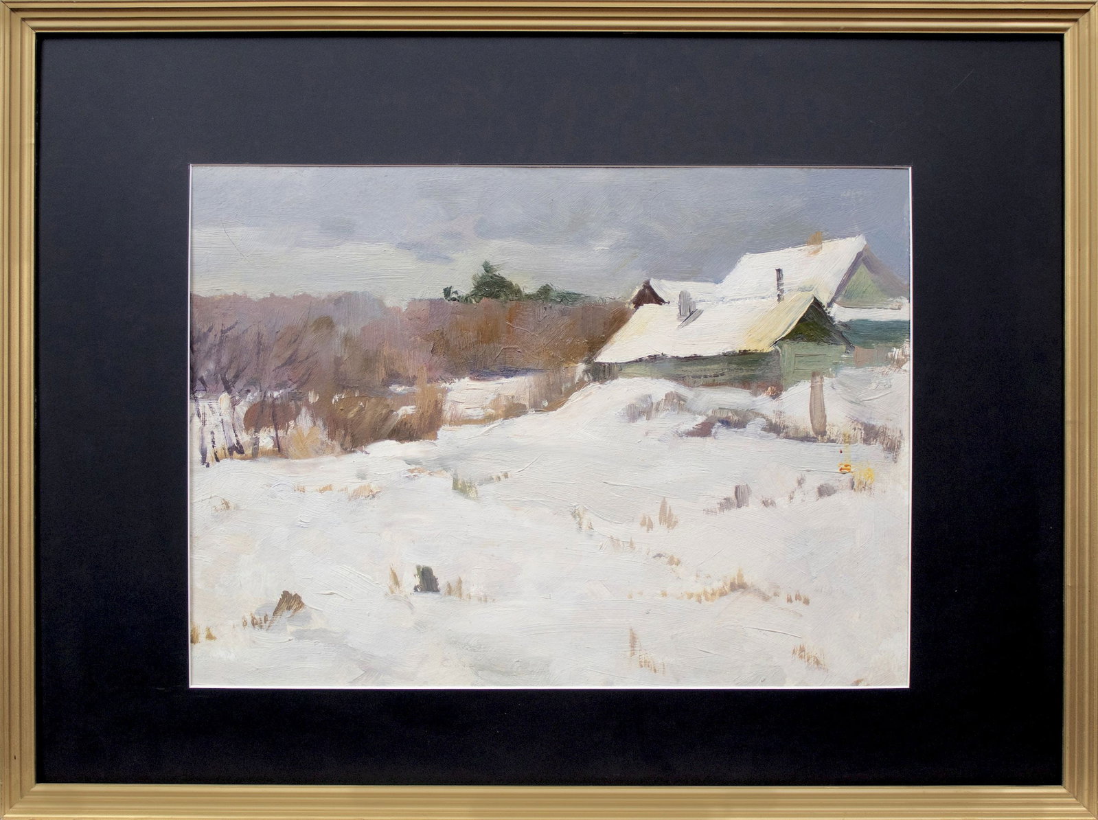 Naroditsky (Narodnitsky) Lev (Ukrainian artist), "Winter village", oil on cardboard (1 of 4)