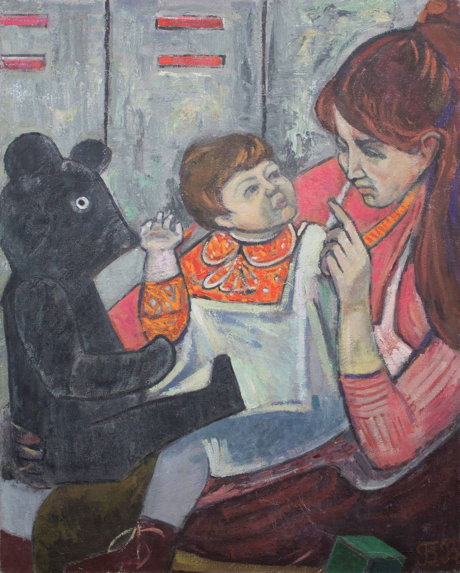 Bogdanov Vadim (Ukrainian artist), "On my mother's lap", oil on canvas: Title: Bogdanov Vadim (Ukrainian artist), "On my mother's lap", oil on canvas Description: ARTIST: Bogdanov Vadim Viktorovich, Ukrainian artist TITLE: "On my mother's lap" SIZE: 100 x 80 cm, (39 1/4