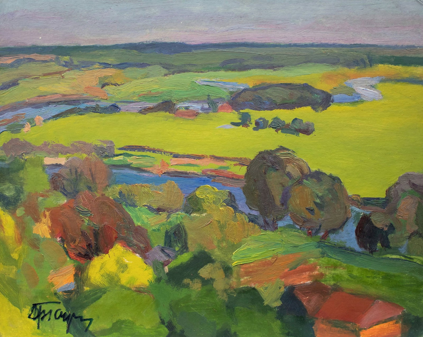 Hantman Moses (Ukrainian artist), "Native land", oil on cardboard (1 of 4)