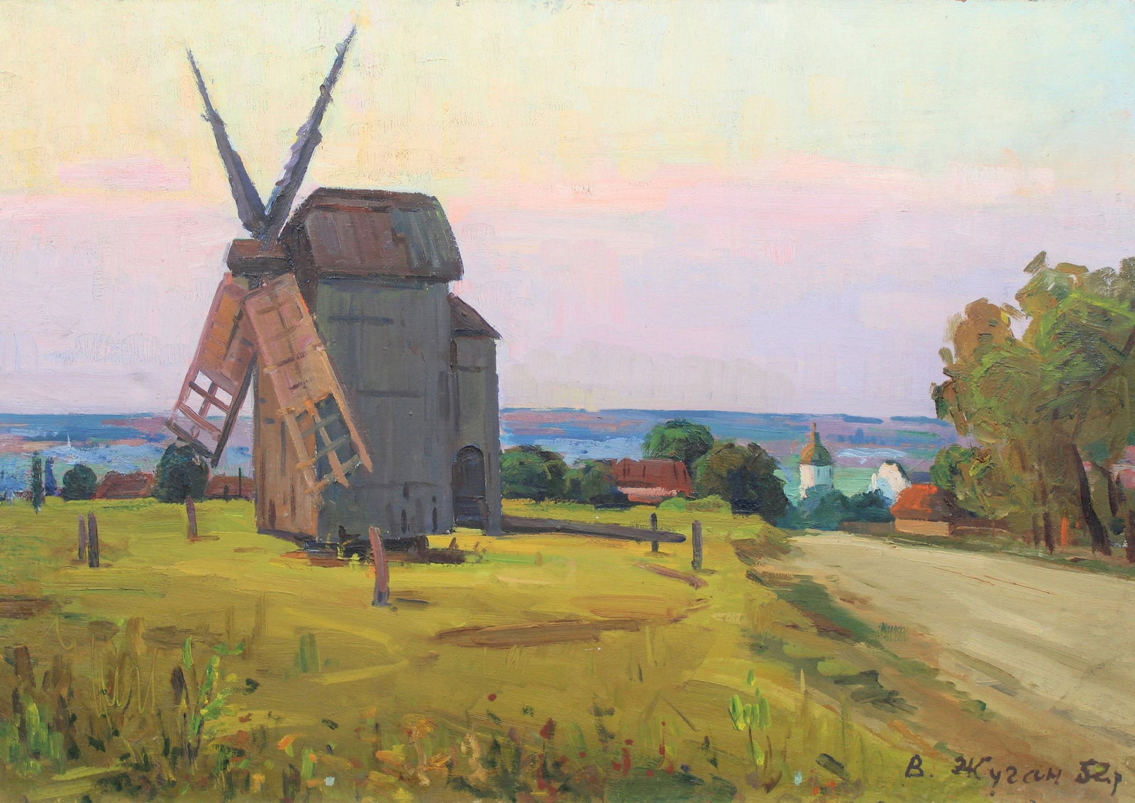 Zhugan Volodymyr (Ukrainian artist), "Village "Dereivka", oil on canvas: Title: Zhugan Volodymyr (Ukrainian artist), "Village "Dereivka", oil on canvas Description: ARTIST: Zhugan Volodymyr Oleksandrovych, Ukrainian artist TITLE: "Village "Dereivka" SIZE: 70 x 100 cm, (27 