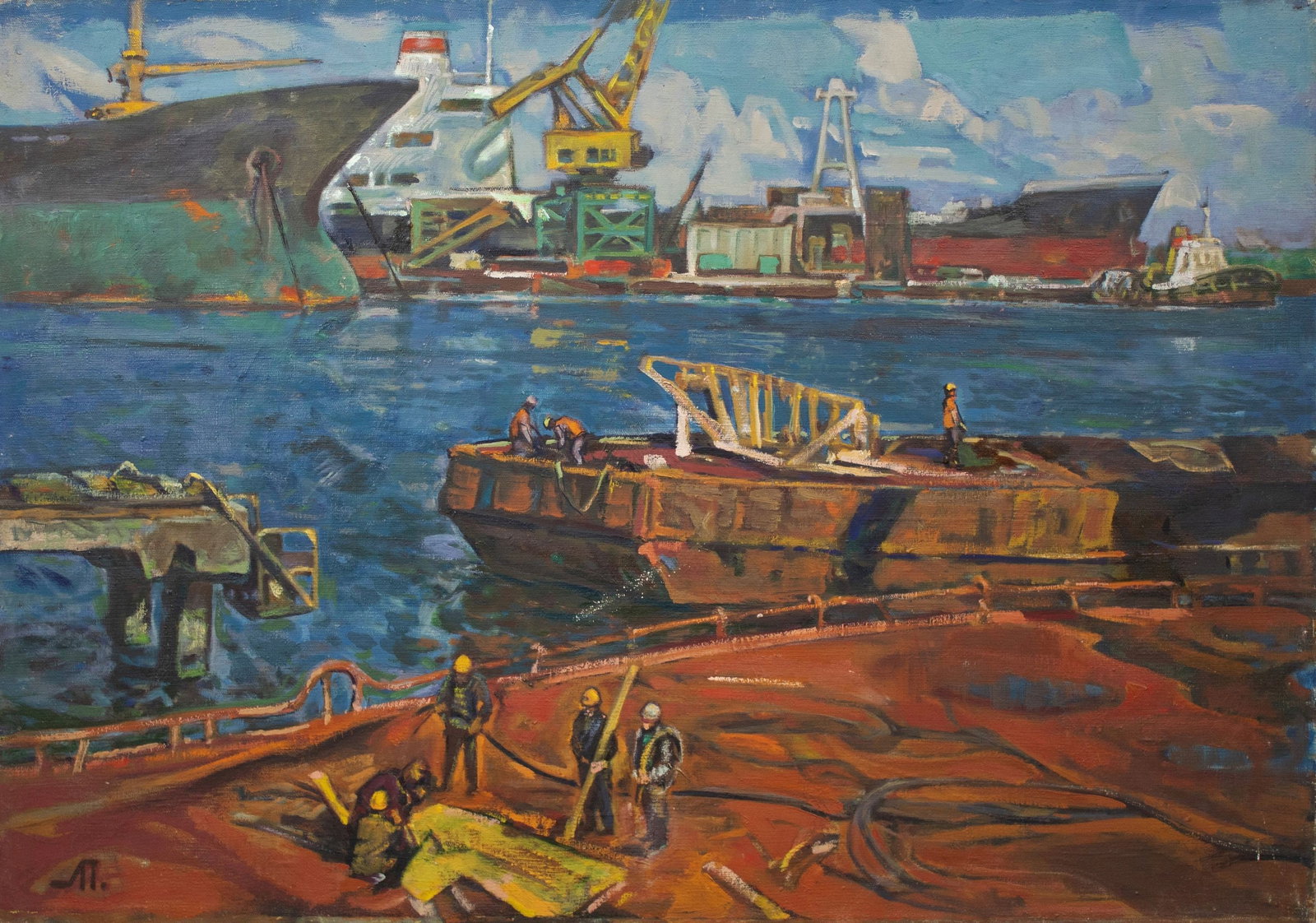 Popova Lyudmila (Ukrainian artist), "Illichevsk. Shipyard", oil on canvas (1 of 5)