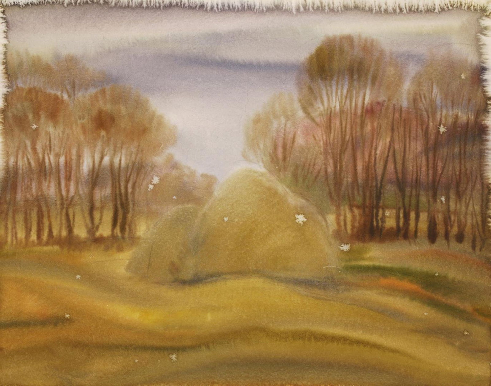 Mynka Olexandr (Ukrainian artist), "A stack of hay", watercolor on paper (1 of 2)