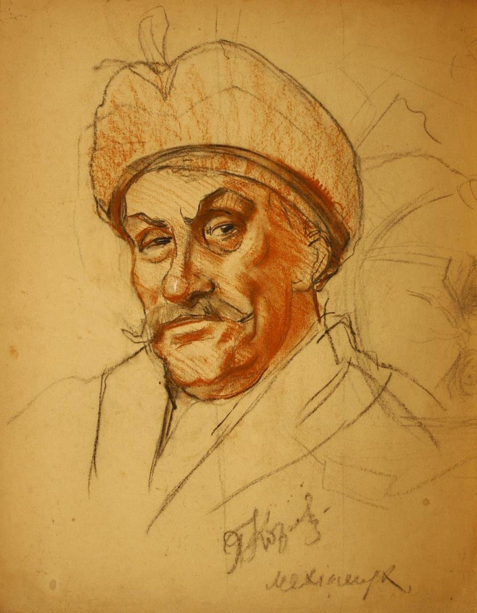 Rudenko Volodymyr (Ukrainian artist), "Portrait of the actor", mixed technique on cardboard (1 of 3)