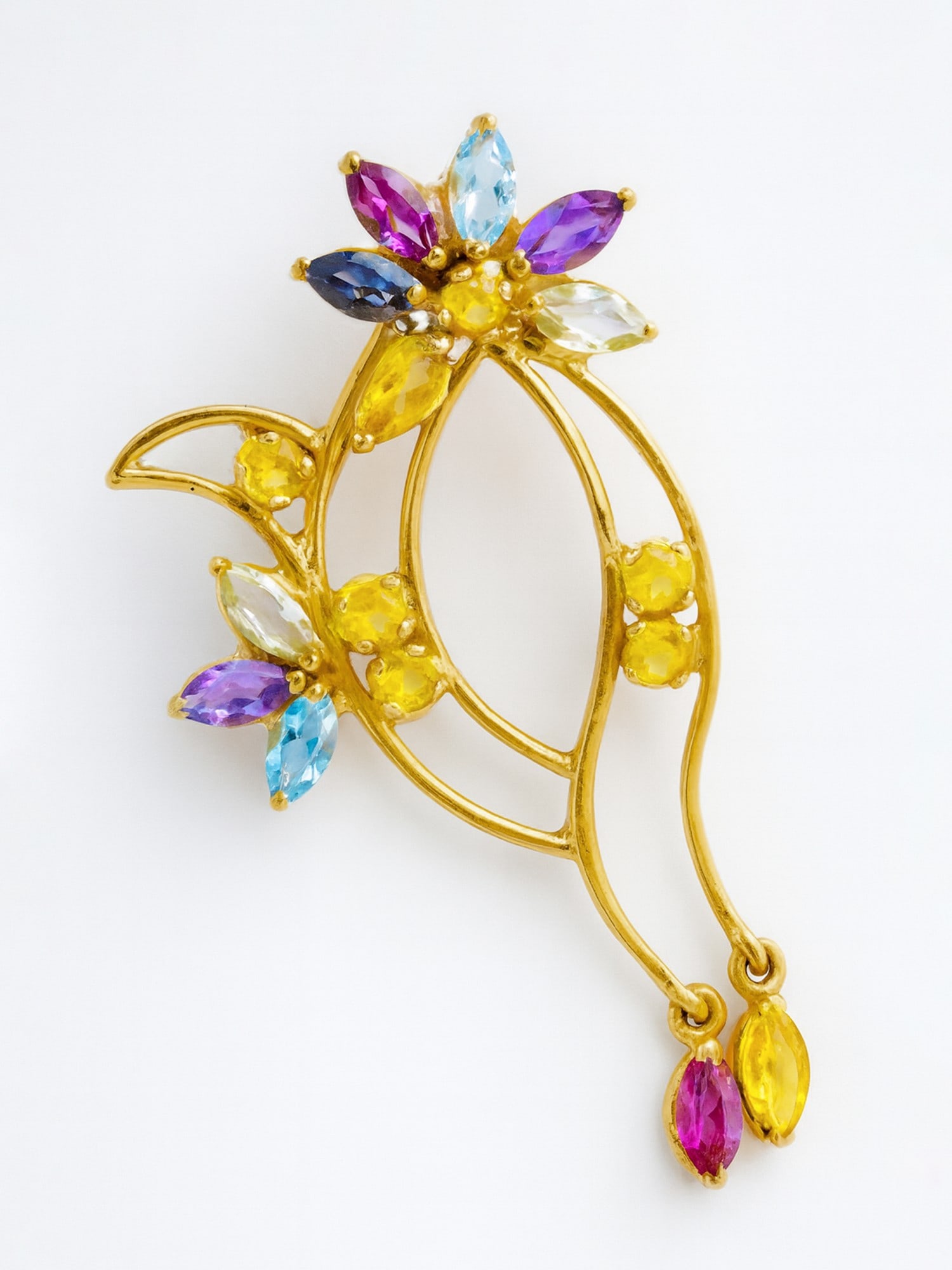 Designer Gold Pendant with Faceted Gemstones: Title: Designer Gold Pendant with Faceted Gemstones Description: itemcode : JHV13) Reserve: $697.00 Shipping: Domestic: Shipping rates are determined by destination International: Foreign shipping rat