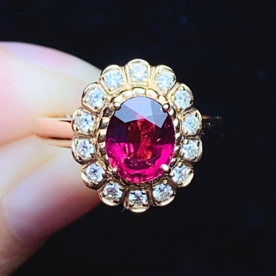 14K GOLD 1.4 CT NATURAL TOURMALINE and DIAMOND RING (1 of 6)
