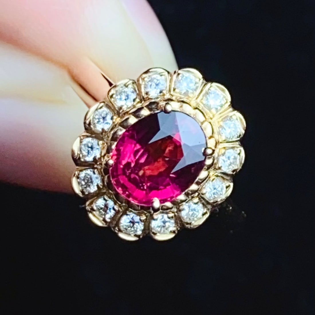 14K GOLD 1.4 CT NATURAL TOURMALINE and DIAMOND RING - 2