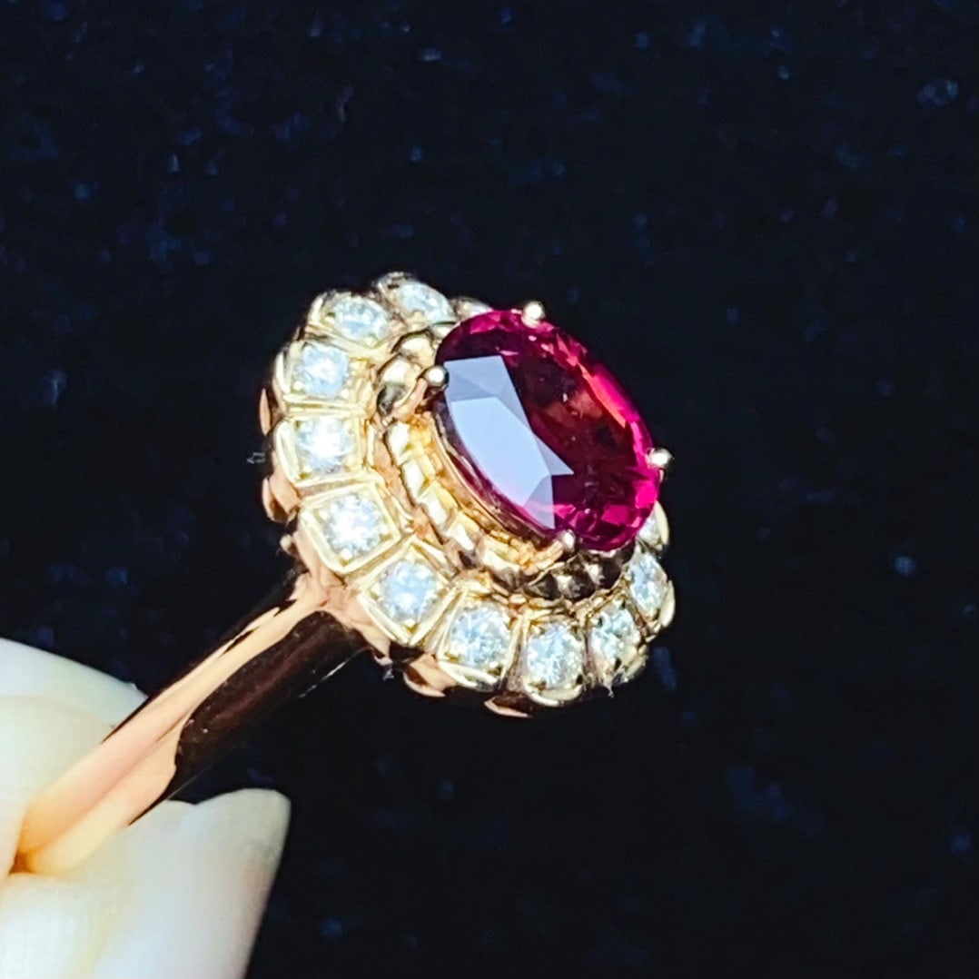 14K GOLD 1.4 CT NATURAL TOURMALINE and DIAMOND RING - 4