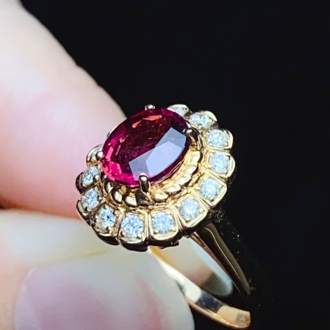 14K GOLD 1.4 CT NATURAL TOURMALINE and DIAMOND RING - 5