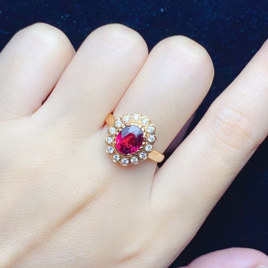 14K GOLD 1.4 CT NATURAL TOURMALINE and DIAMOND RING - 6