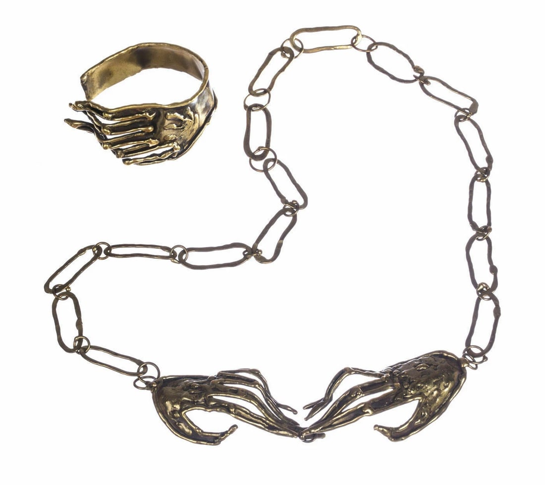 Brutalist Mexican Handmade Hand Necklace Bracelet Set - 2