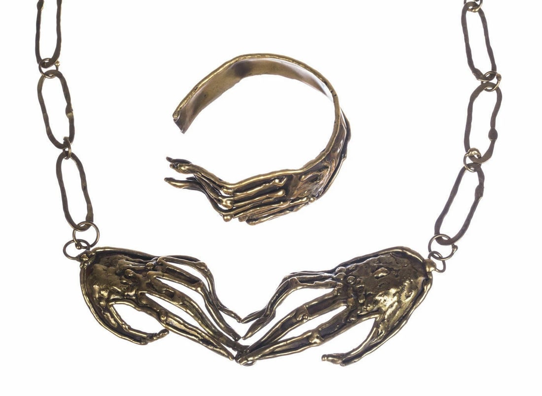 Brutalist Mexican Handmade Hand Necklace Bracelet Set - 4
