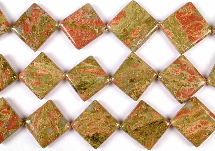 Unakite Kites / Semi-Precious Gemstone Beads: Title: Unakite Kites / Semi-Precious Gemstone Beads Description: Unakite Kites are captivating gemstone beads with a distinctive kite shape, adding a unique flair to jewelry designs. Their mottled gre