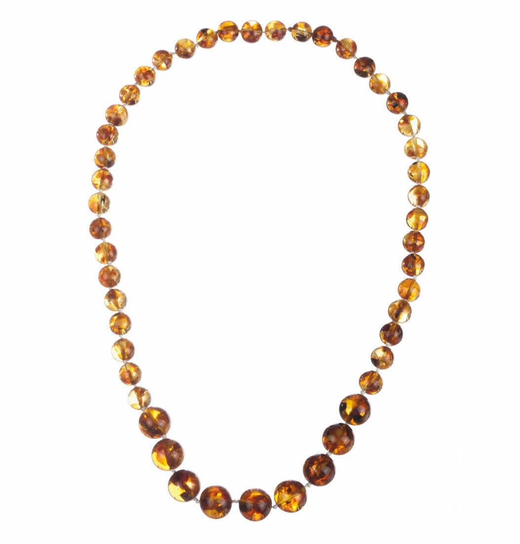 Unique Orange Baltic Amber Round Bead Statement Necklace (1 of 5)