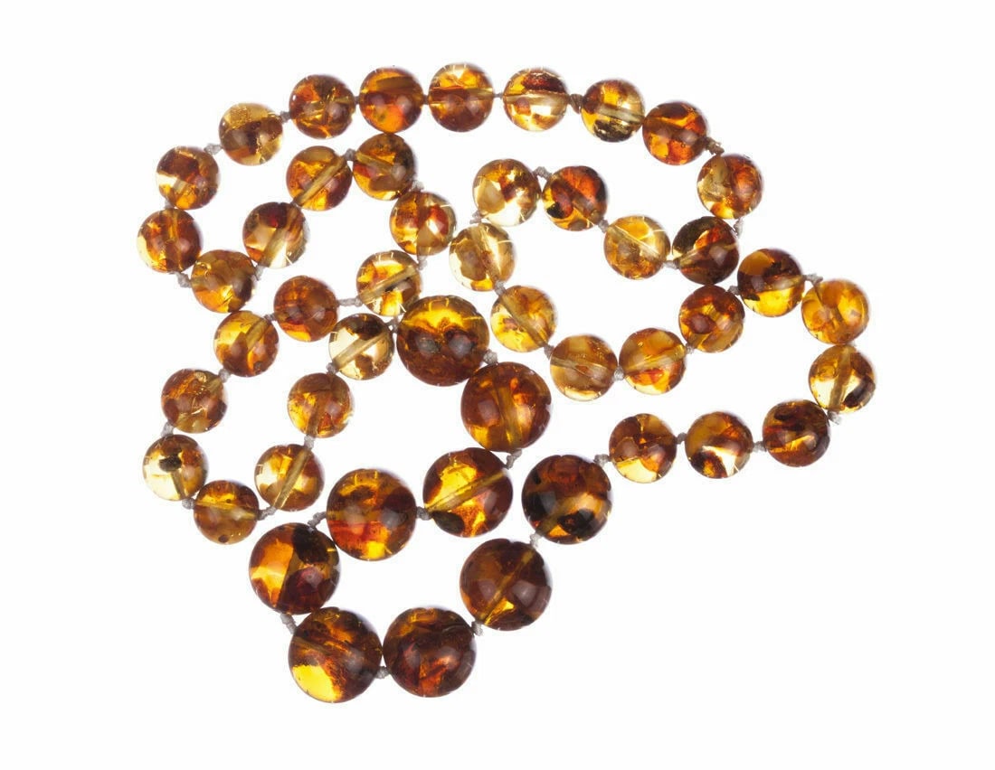 Unique Orange Baltic Amber Round Bead Statement Necklace - 3