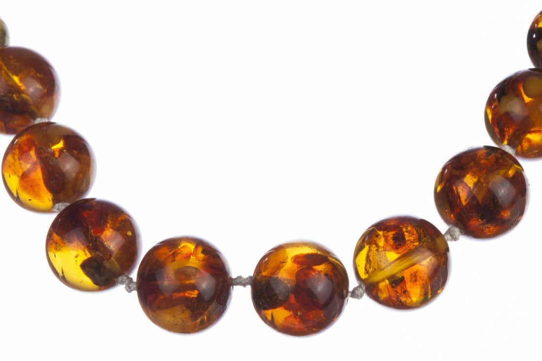 Unique Orange Baltic Amber Round Bead Statement Necklace - 4