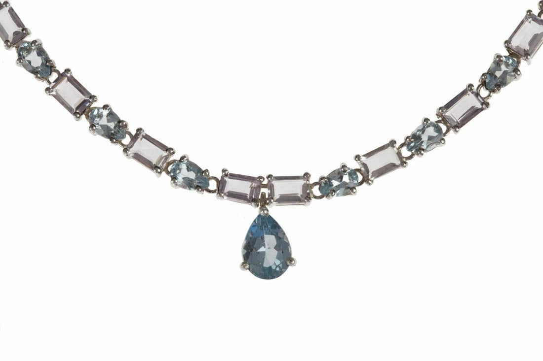 Blue Topaz and Amethyst Eternity Necklace (1 of 7)