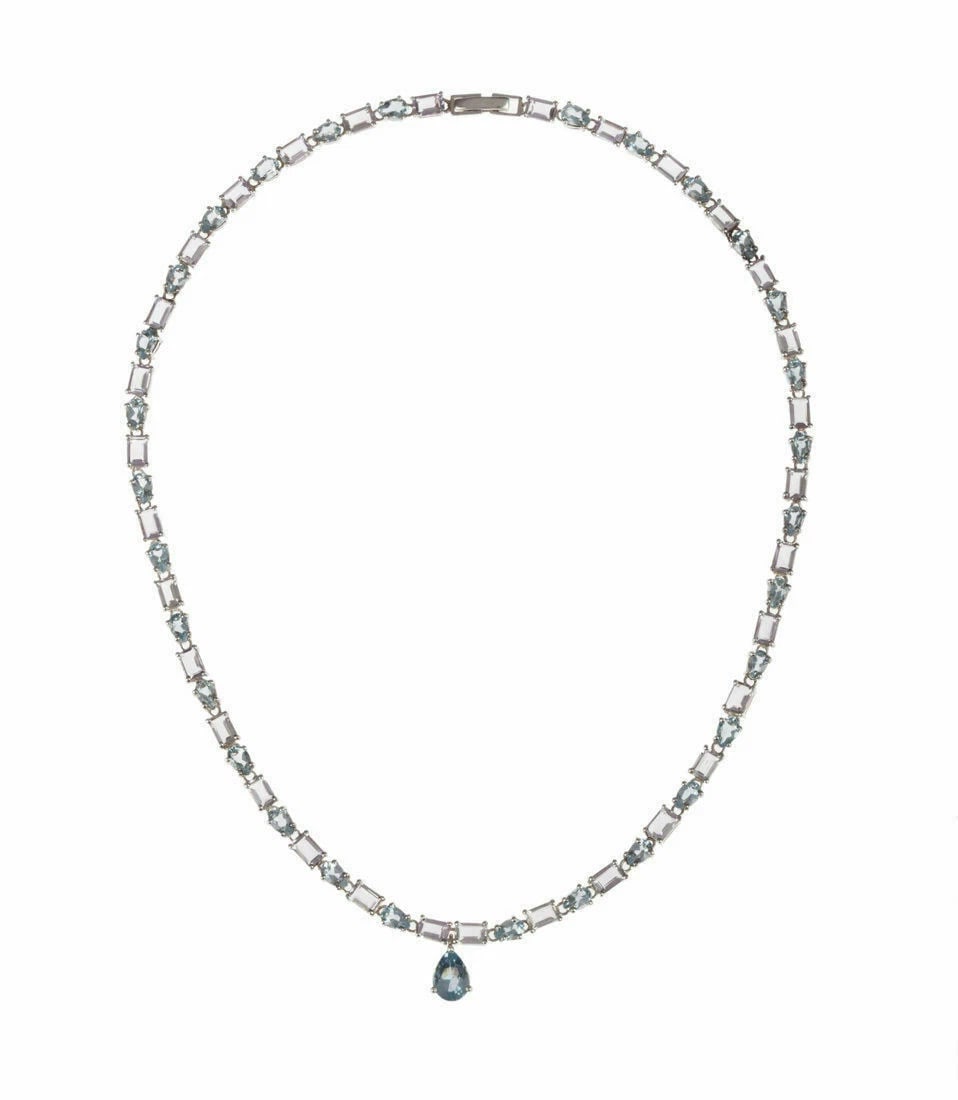 Blue Topaz and Amethyst Eternity Necklace - 3