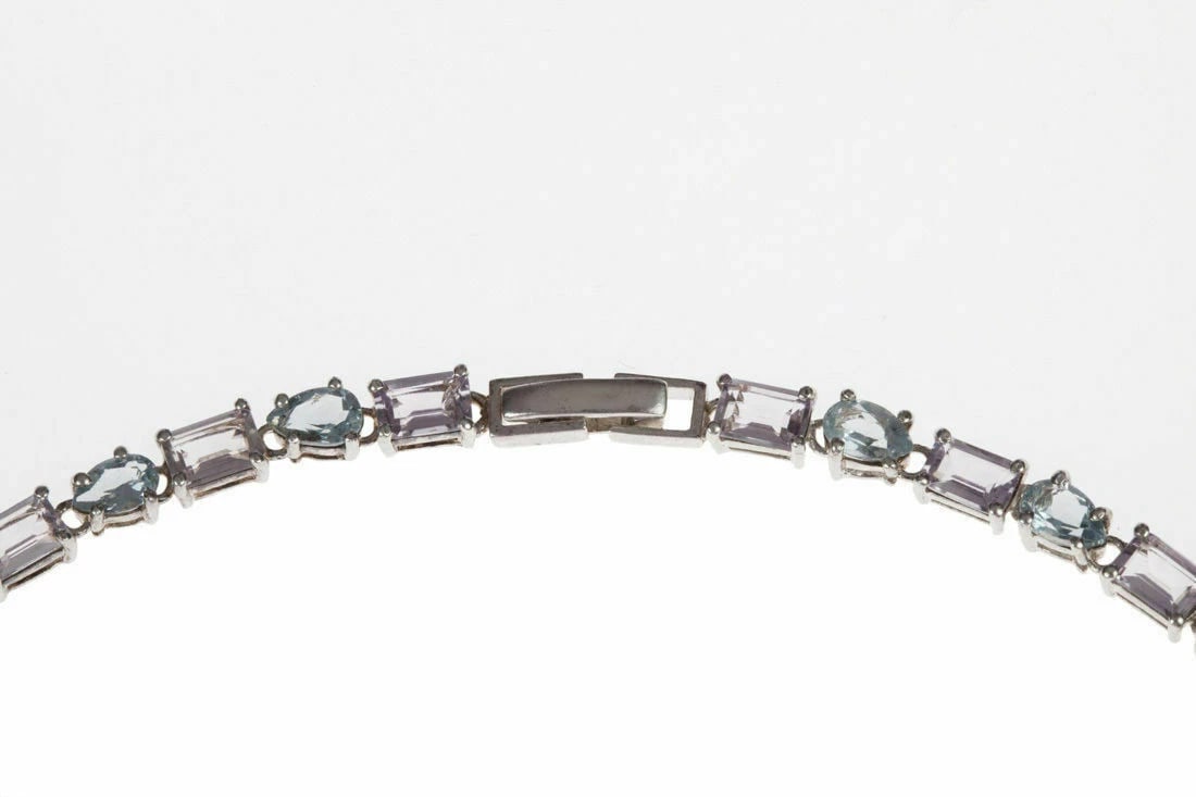 Blue Topaz and Amethyst Eternity Necklace - 5
