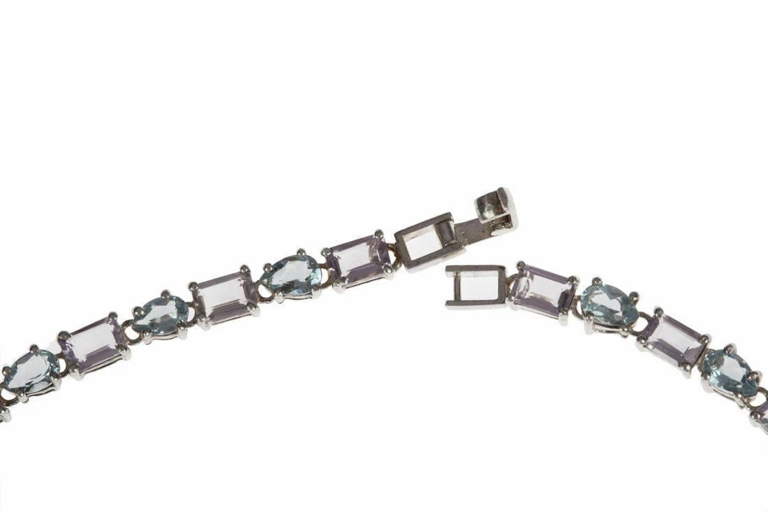 Blue Topaz and Amethyst Eternity Necklace - 6