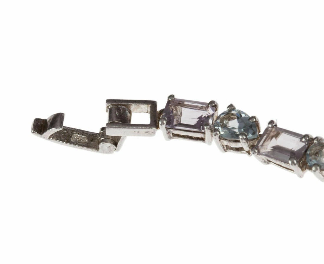 Blue Topaz and Amethyst Eternity Necklace - 7