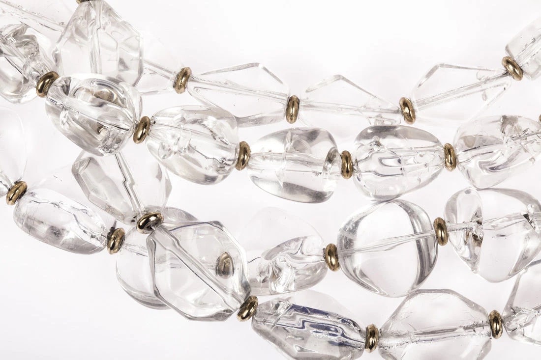 Clear Lucite Nugget Bead Torsade Necklace - 3