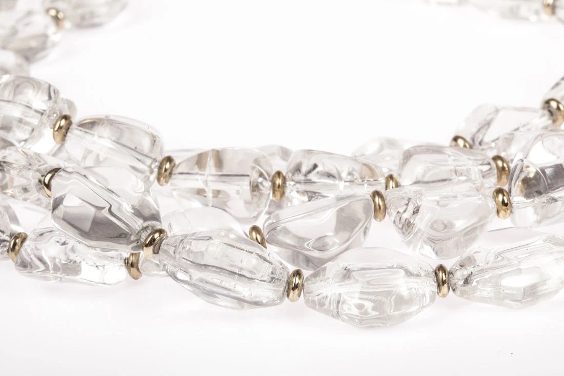 Clear Lucite Nugget Bead Torsade Necklace - 4