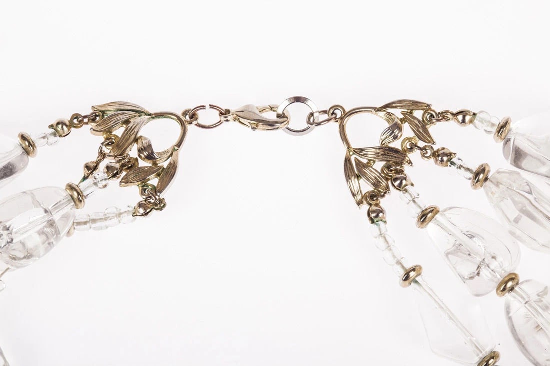 Clear Lucite Nugget Bead Torsade Necklace - 5