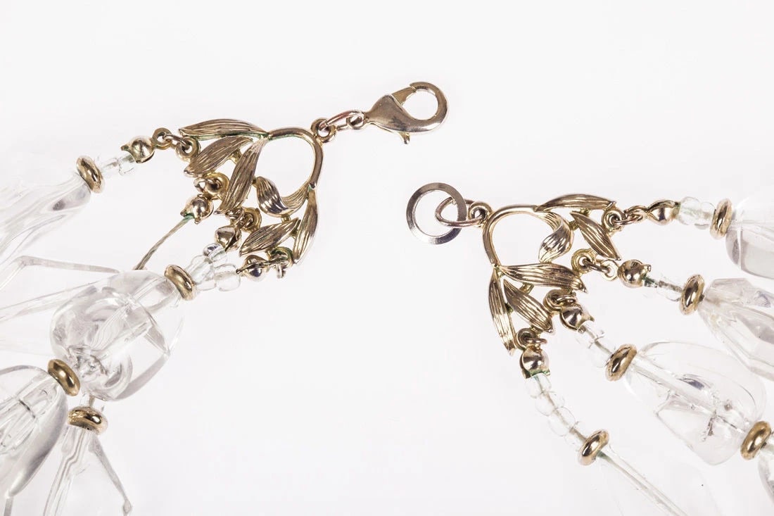 Clear Lucite Nugget Bead Torsade Necklace - 6