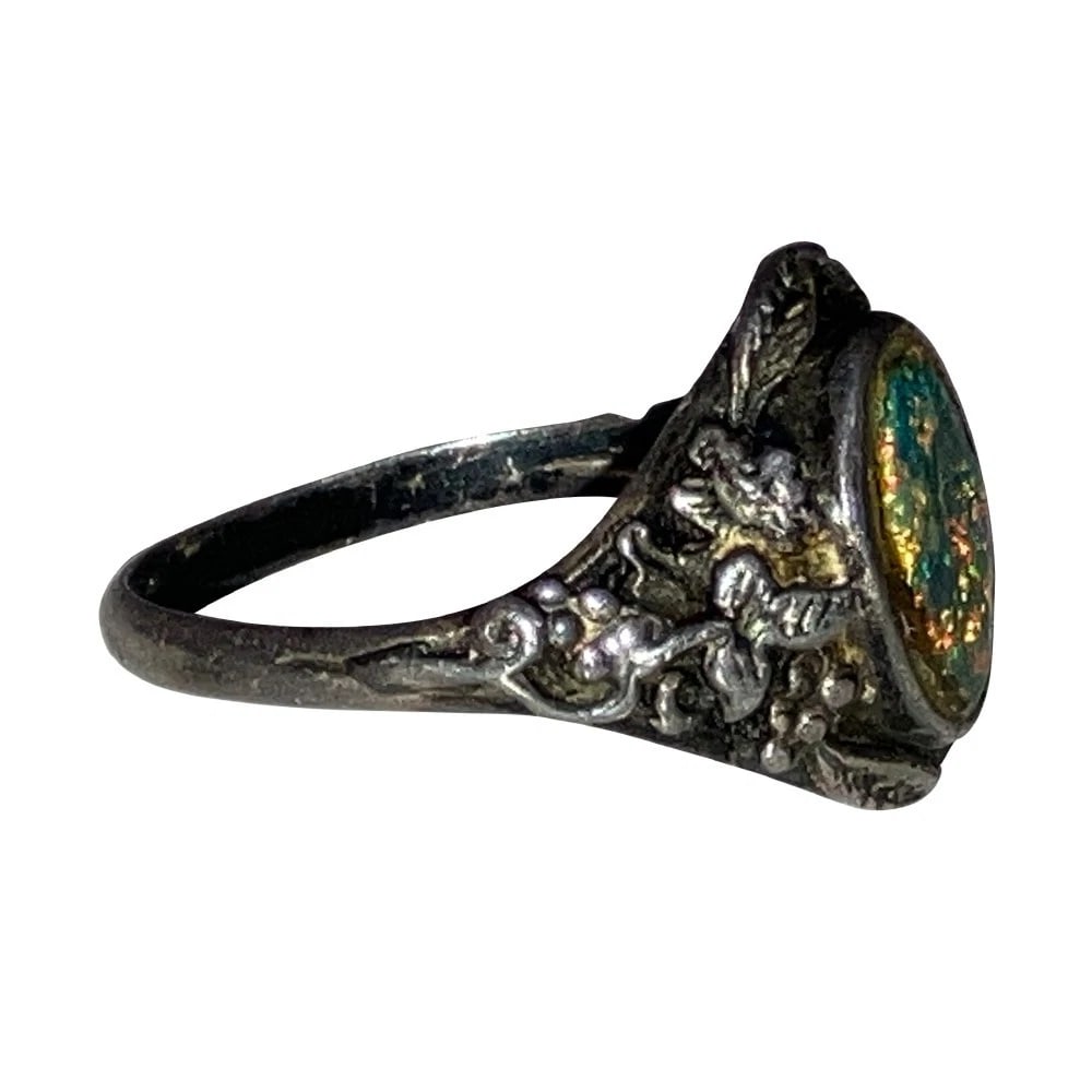 Rare Antique Artificers' Guild Sterling Silver Opal Ring Collectible - 3