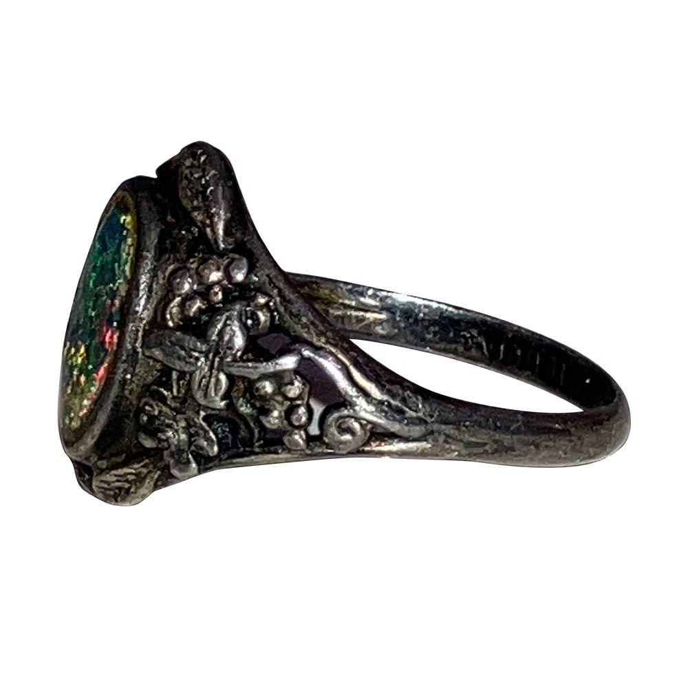Rare Antique Artificers' Guild Sterling Silver Opal Ring Collectible - 4