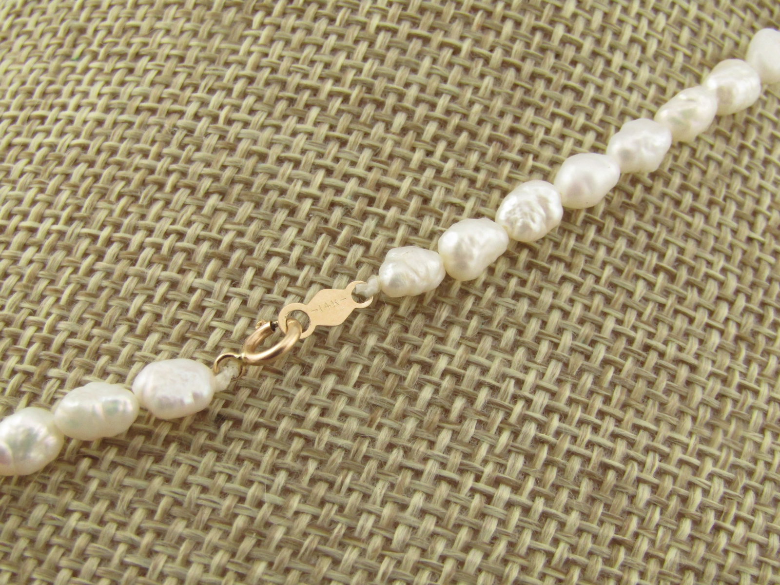 Vintage 14kt Freshwater Pearl Necklace, 16", 1980's - 3