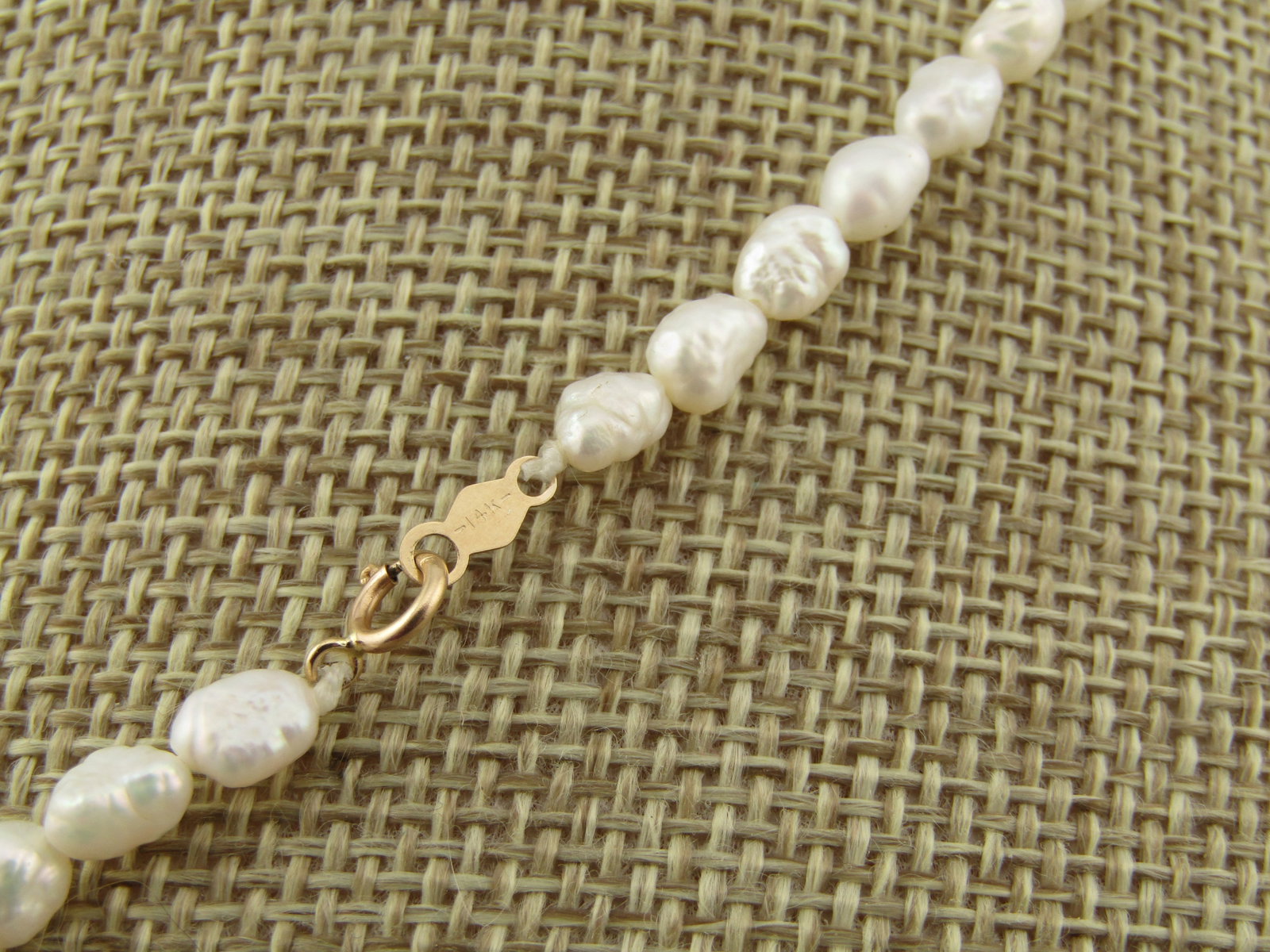 Vintage 14kt Freshwater Pearl Necklace, 16", 1980's - 4
