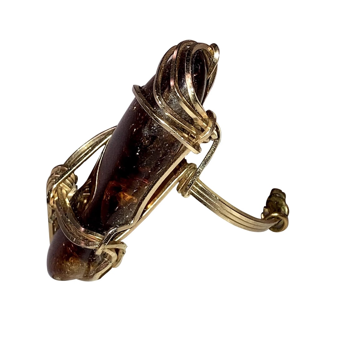 Artisan Hand Made Gold Filled Tumbled Honey Citrine Cocktail Ring - 4