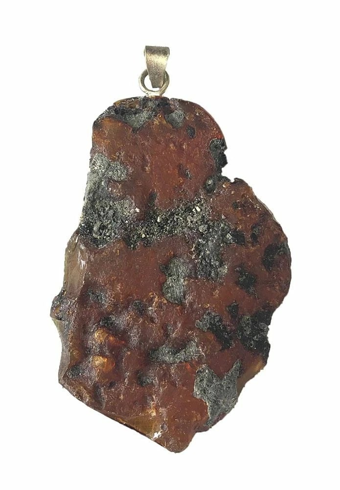 Rustic Artisan Amber Sterling Silver Pendant - 3