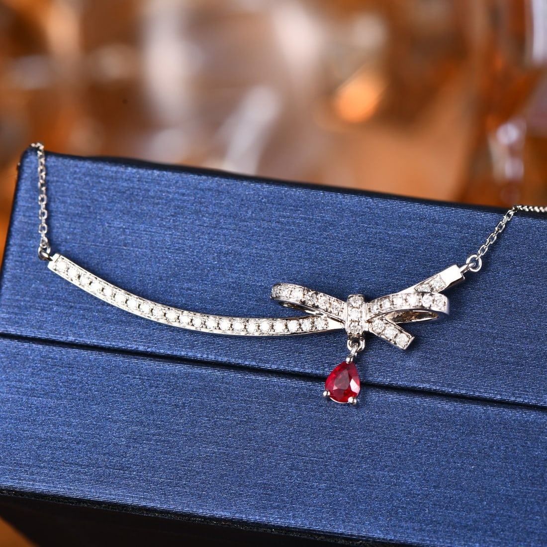 14K GOLD 0.59 CTW NATURAL RUBY and DIAMOND NECKLACE - 2