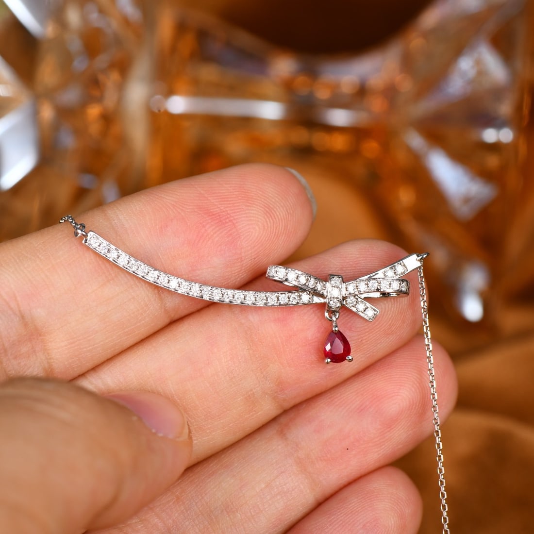 14K GOLD 0.59 CTW NATURAL RUBY and DIAMOND NECKLACE - 3