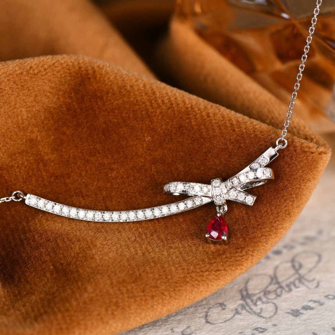 14K GOLD 0.59 CTW NATURAL RUBY and DIAMOND NECKLACE - 4