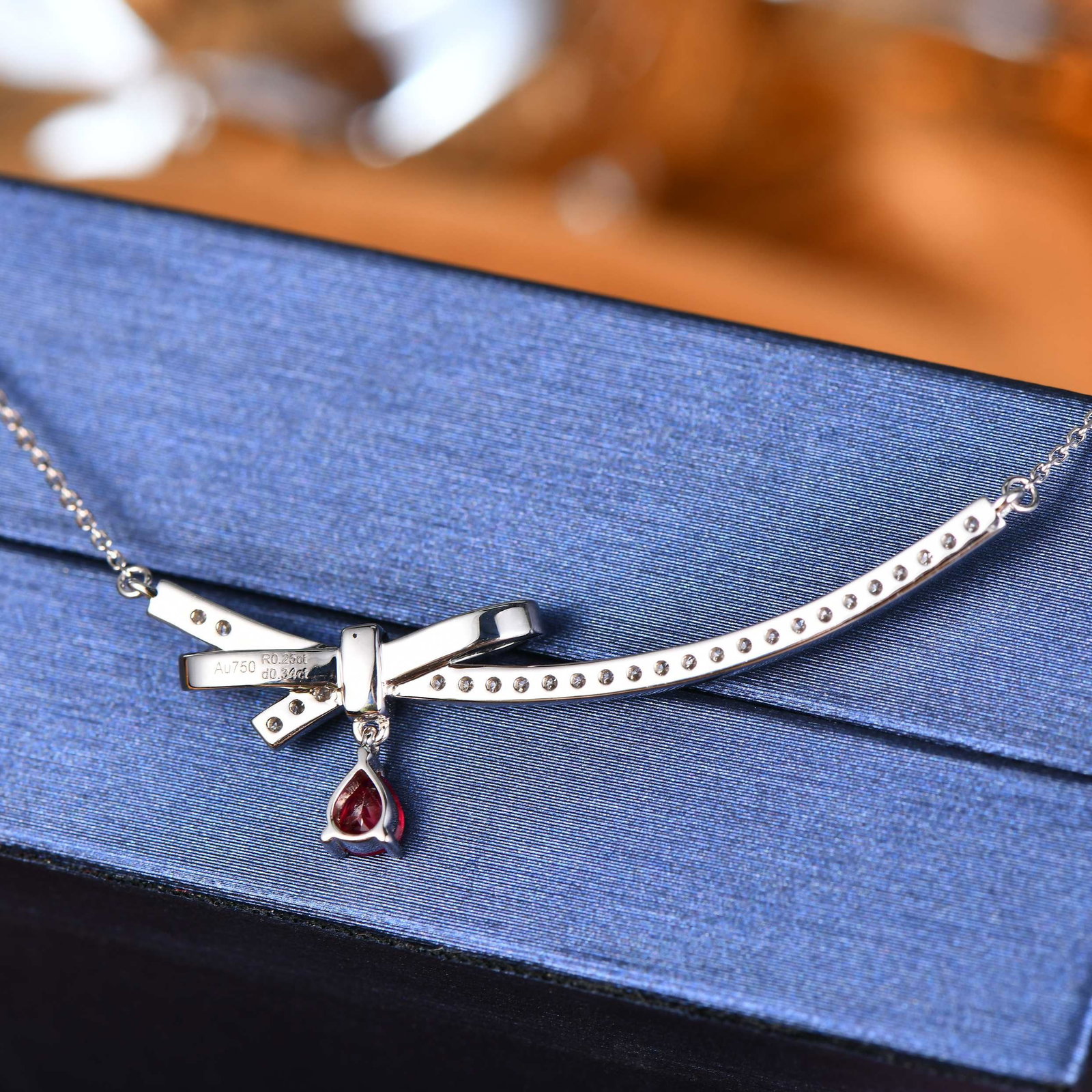 14K GOLD 0.59 CTW NATURAL RUBY and DIAMOND NECKLACE - 5