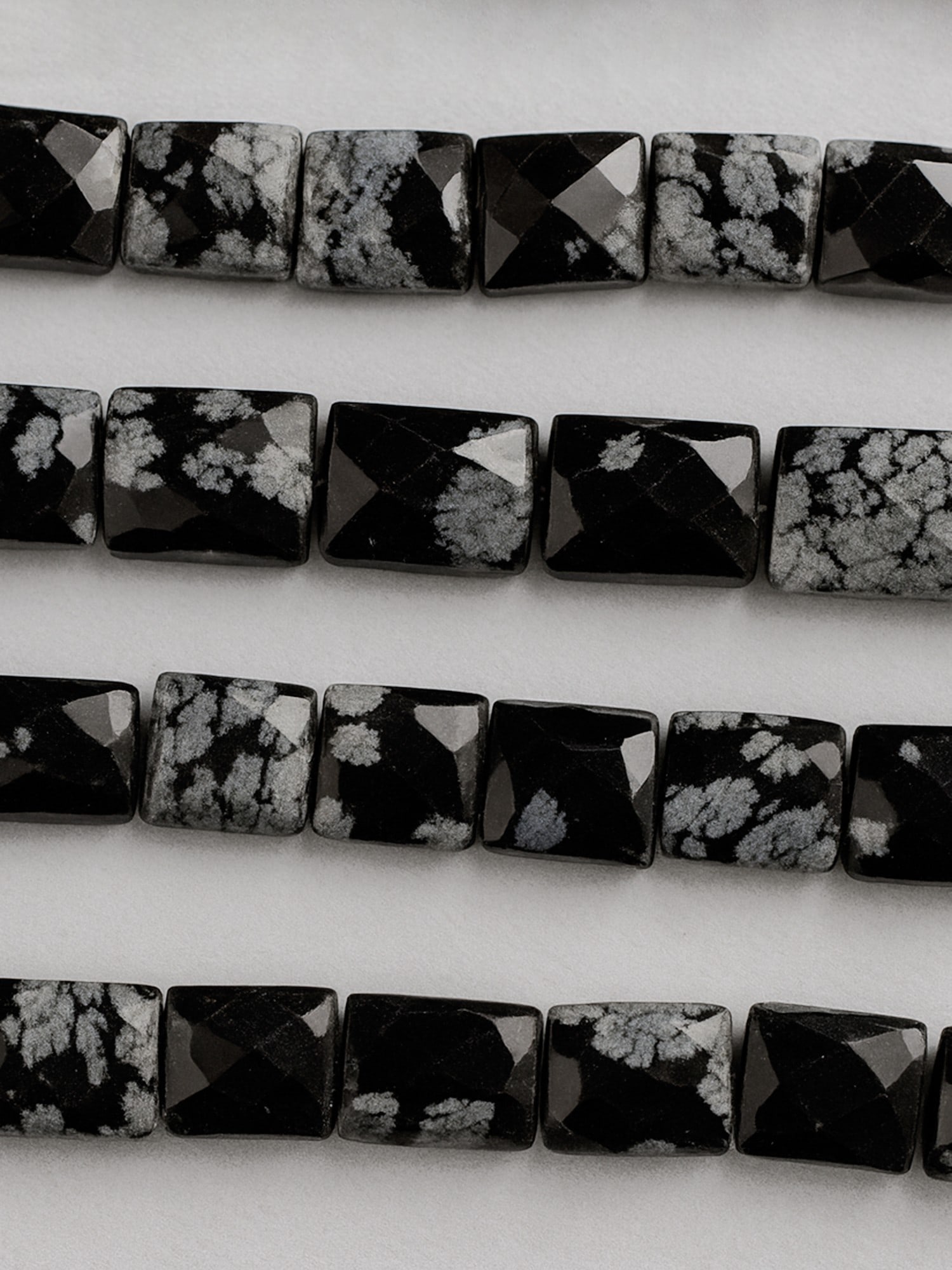 Black Snowflake Obsidian Faceted Chewing Gum / Gemstone Beads - 2