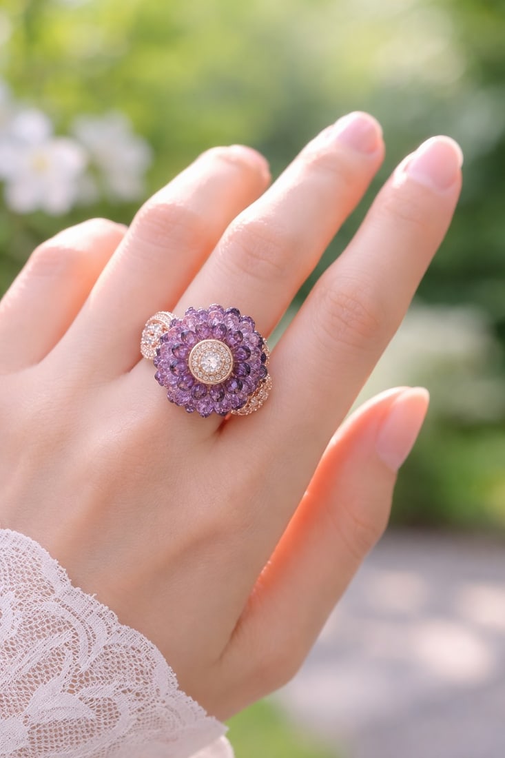 Blooming Petal Design Stone Studded American Diamond Adjustable Ring: Title: Blooming Petal Design Stone Studded American Diamond Adjustable Ring Description: itemcode : JA0853) Reserve: $32.00 Shipping: Domestic: Shipping rates are determined by destination