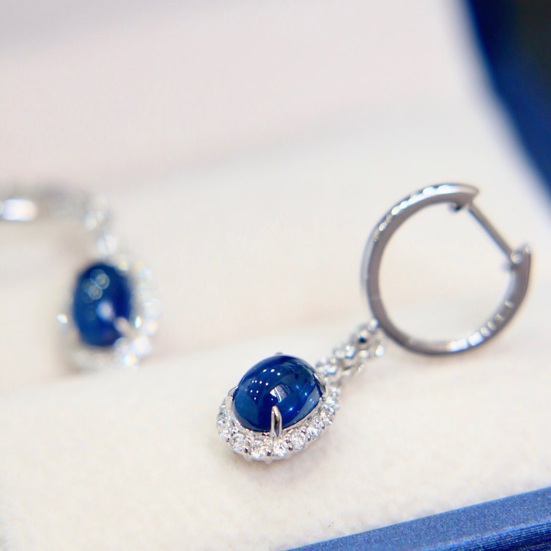 14K GOLD 3.13 CTW NATURAL SAPPHIRE and DIAMOND EARRINGS - 2