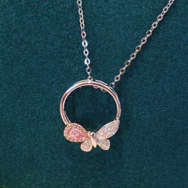 14K GOLD 0.12 CT NATURAL PINK DIAMOND and DIAMOND NECKLACE: Title:14K GOLD 0.12 CT NATURAL PINK DIAMOND and DIAMOND NECKLACE Description:Ref:230678194Gold Content:14K GoldMain Gemstone:Pink DiamondNumber of stones:1Shape:PearCarat Weight:0.12ct